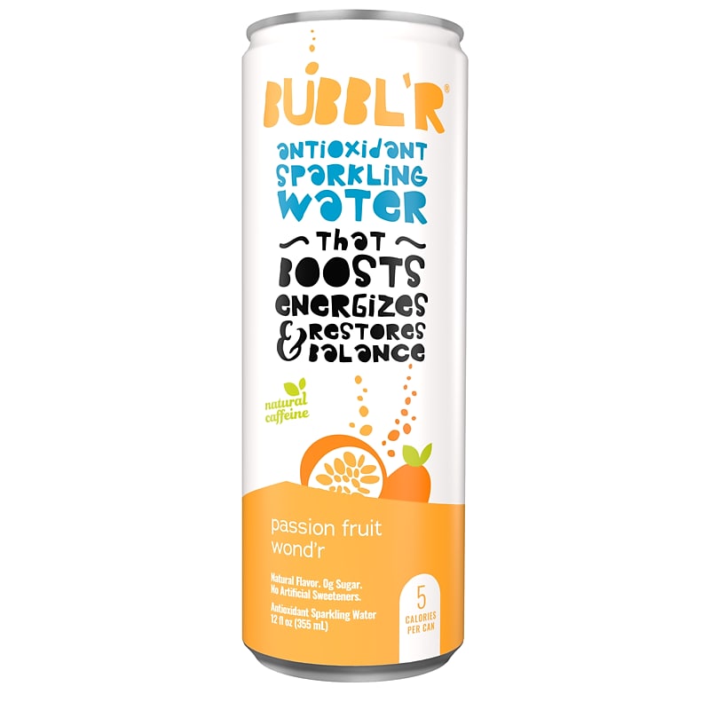 Bubbl'r Antioxidant Passion Fruit Wond'r Flavored Sparkling Water, 12 oz., 12/Pack (WIC39922) image 1