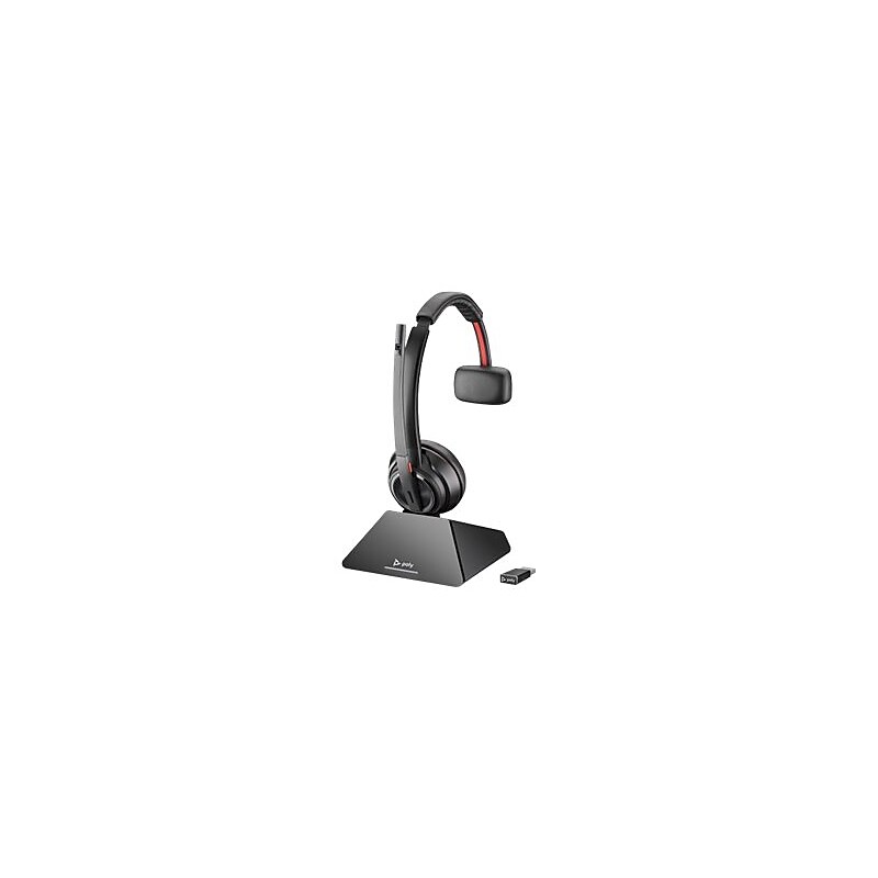 Poly Savi 8210 UC Wireless Mono Headset, Over-the-Head, Black (77T29AA#ABA) image 1