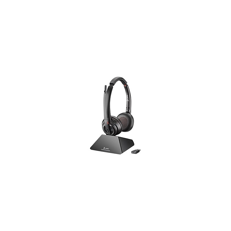 Poly Savi 8220 UC Wireless Noise Canceling Stereo Headset, Over-the-Head, Black (77T33AA#ABA) image 1