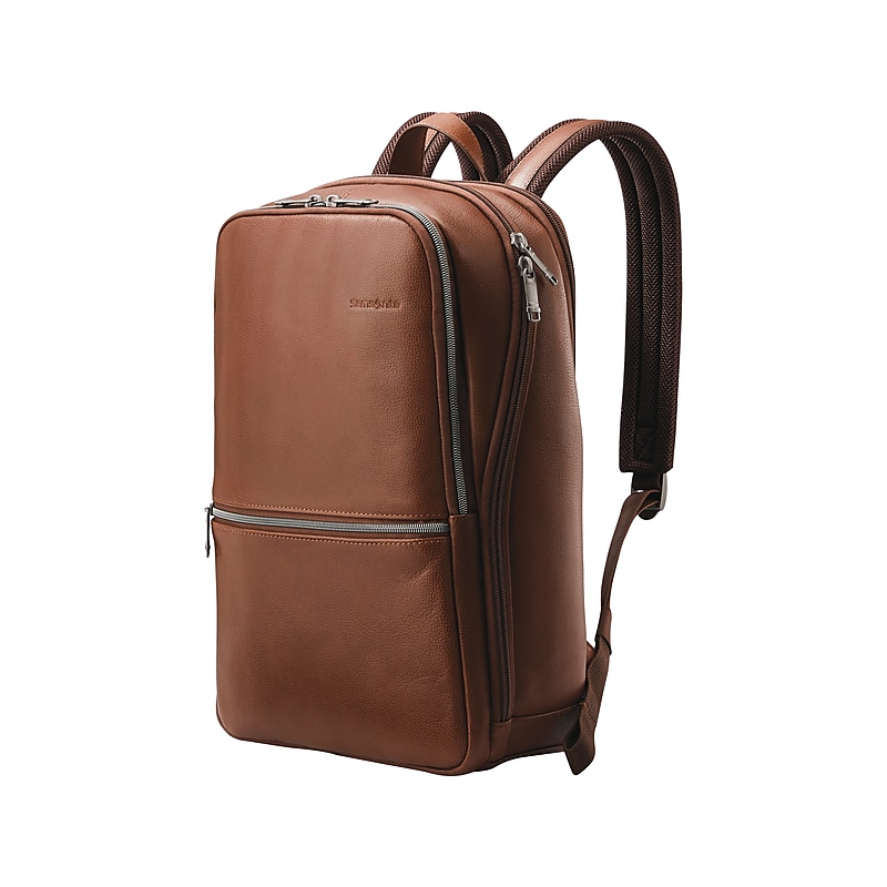 Samsonite Classic Leather Laptop Backpack, Solid, Cognac (126036-1221) image 1