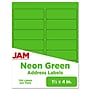 JAM Paper Address Labels, 1 1/3" x 4", Neon Green, 14 Labels/Sheet, 9 Sheets/Pack (359329613)~#|#~sp87119452_sc7