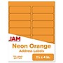 JAM Paper Address Labels, 1 1/3" x 4", Neon Orange, 14 Labels/Sheet, 9 Sheets/Pack (359329611)~#|#~sp87119453_sc7