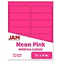 JAM Paper Address Labels, 1 1/3" x 4", Neon Pink, 14 Labels/Sheet, 9 Sheets/Pack (359329612)~#|#~sp87119454_sc7