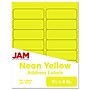 JAM Paper Address Labels, 1 1/3" x 4", Neon Yellow, 14 Labels/Sheet, 9 Sheets/Pack (359329614)~#|#~sp87119456_sc7