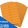 JAM Paper Address Labels, 1 1/3" x 4", Neon Orange, 14 Labels/Sheet, 9 Sheets/Pack (359329611)~#|#~sp87119507_sc7