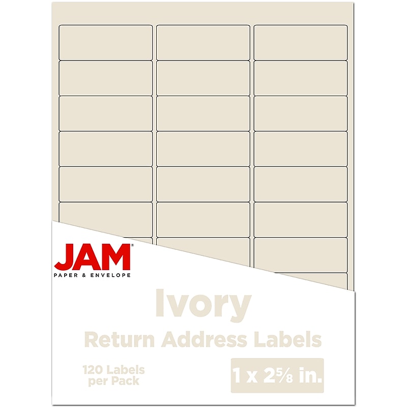 JAM Paper Address Labels, 1 x 2 5/8, Ivory, 30 Labels/Sheet, 4 Sheets/Pack (17966071) image 1