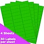 JAM Paper Laser/Inkjet Address Labels, 1" x 2 5/8", Neon Green, 30 Labels/Sheet, 4 Sheets/Pack (3543284)~#|#~sp87119788_sc7