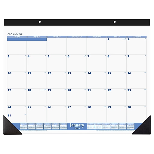 2021 AT-A-GLANCE 17" x 21.75" Desk Pad Calendar, White ...