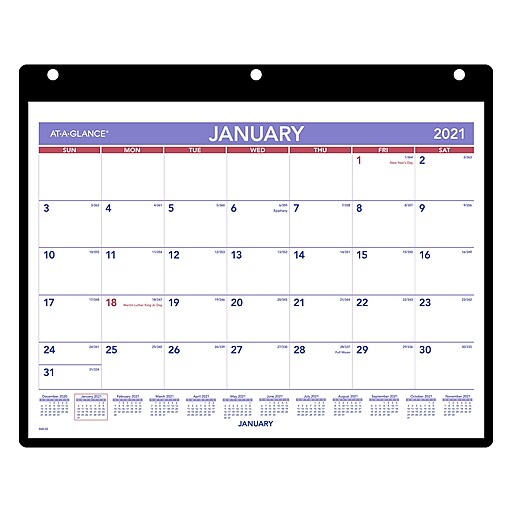 2021 AT-A-GLANCE 8.25" x 11" Desk or Wall Calendar, White ...
