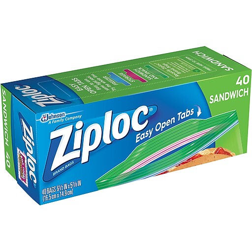Ziploc Zipper Sandwich Bag, 40 Bags/Box (315882) | Staples