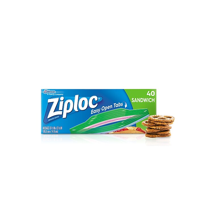 Ziploc Zipper Sandwich Bag, 40 Bags/Box (315882) | Staples