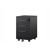 Ameriwood Parkside 3-Drawer Lateral File Cabinet, Mobile, Letter/Legal, Black Oak, 15.75" (9558802COM)