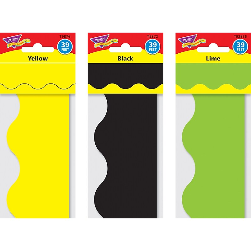 TREND Enterprises, Inc. Terrific Trimmers 39" x 2.25" Borders, Solid Colors, 12/Pack (T09209) image 1