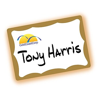 Avery Sticker Name Badge Labels, 2-1/3" x 3-3/8", White w/ Gold Border, 100/Pack (5146)