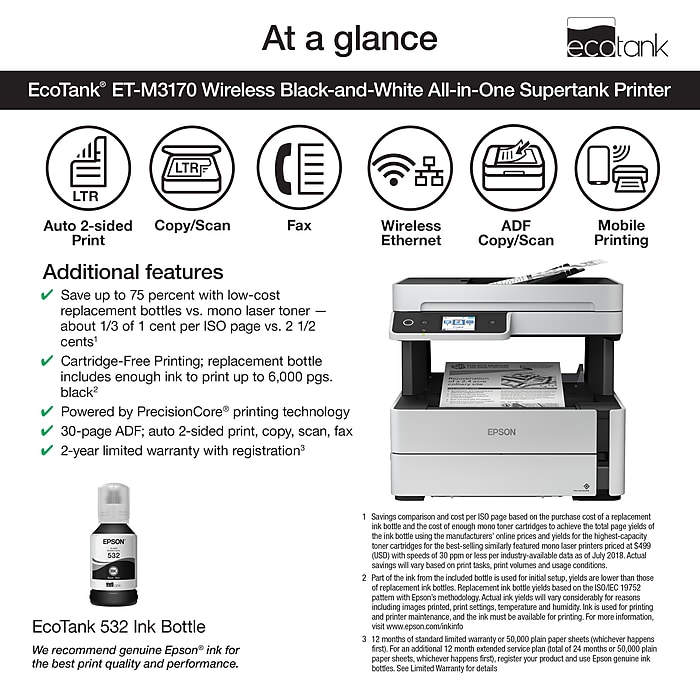 Epson EcoTank ET-M3170 Wireless Monochrome All-in-One