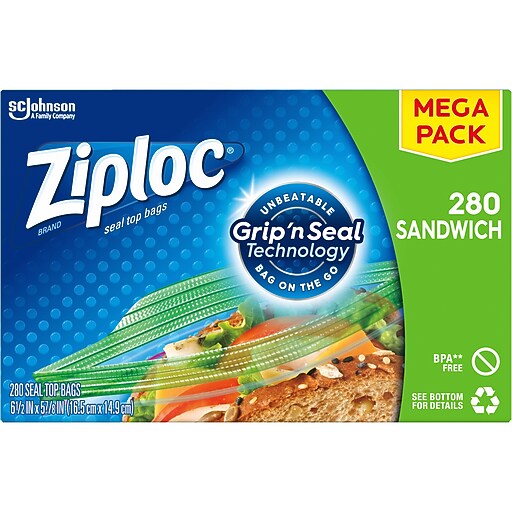 Ziploc Sandwich Bags, 6.5", 280/Box (315886) Staples