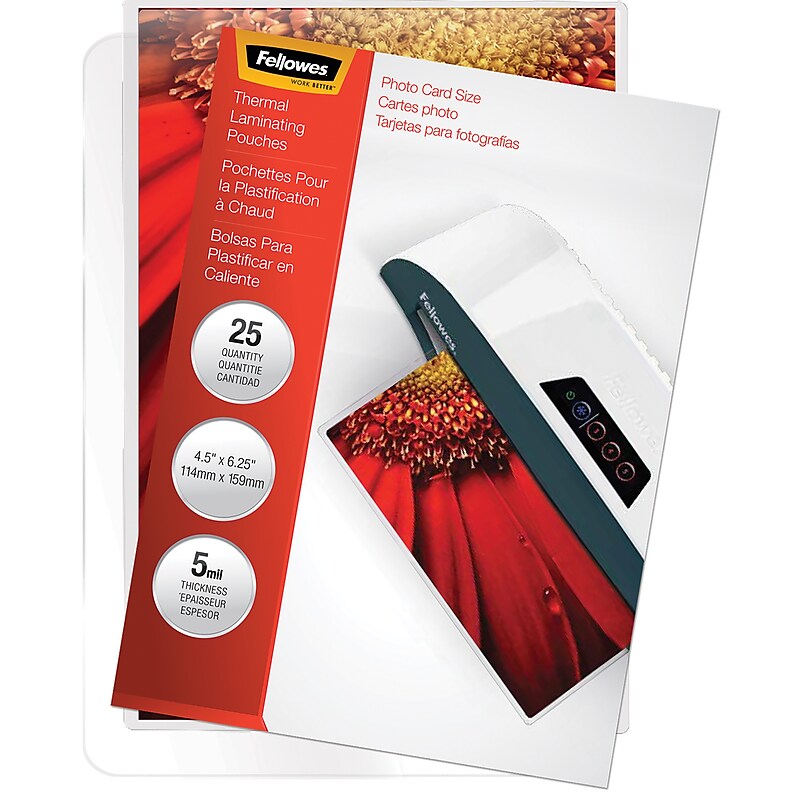 Fellowes Thermal Laminating Pouches, Photo, 5 Mil, 25/Pack (52010) image 1