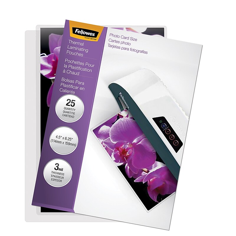 Fellowes Thermal Laminating Pouches, Photo, 3 Mil, 25/Pack (5208301) image 1