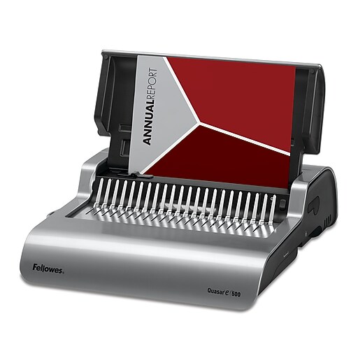 Fellowes QuasarE Comb Binding Machine, 500 Sheet Capacity, Metallic