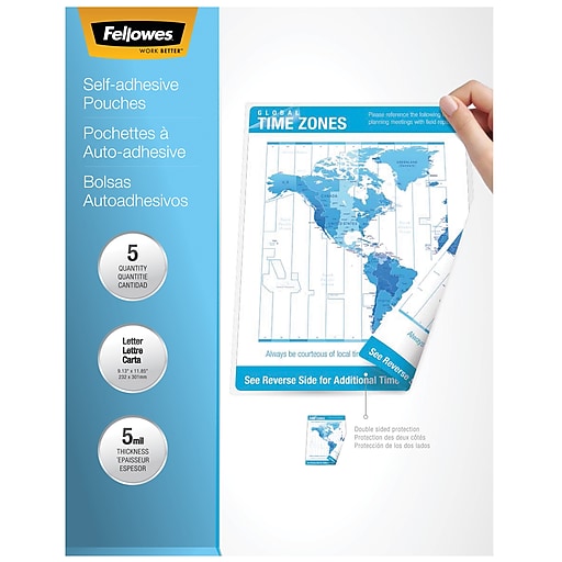 Fellowes Self-adhesive Laminating Pouches 5mil 11 1/2 X 9 5/pack 52205 :  Target