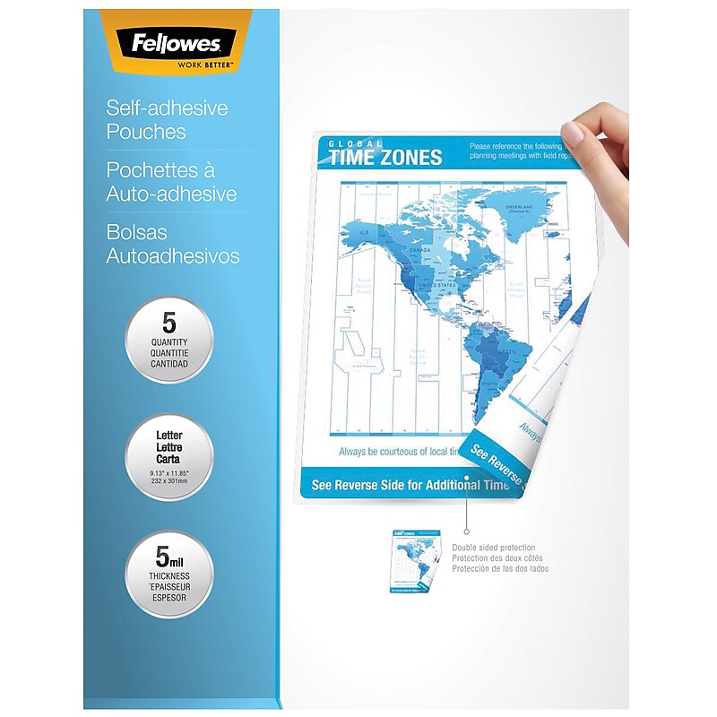 Fellowes Self Sealing Laminating Pouches, Letter Size, 5 Mil, 5/Pack (52205) image 1