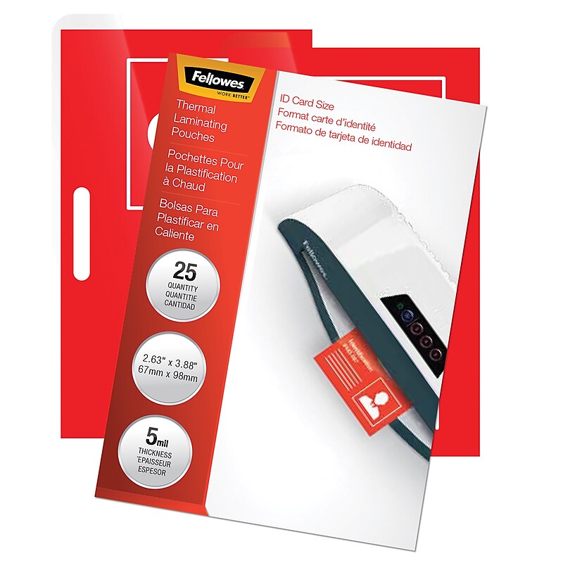Fellowes Thermal Laminating Pouches, ID Tag, 5 Mil, 25/Pack (52007) image 1