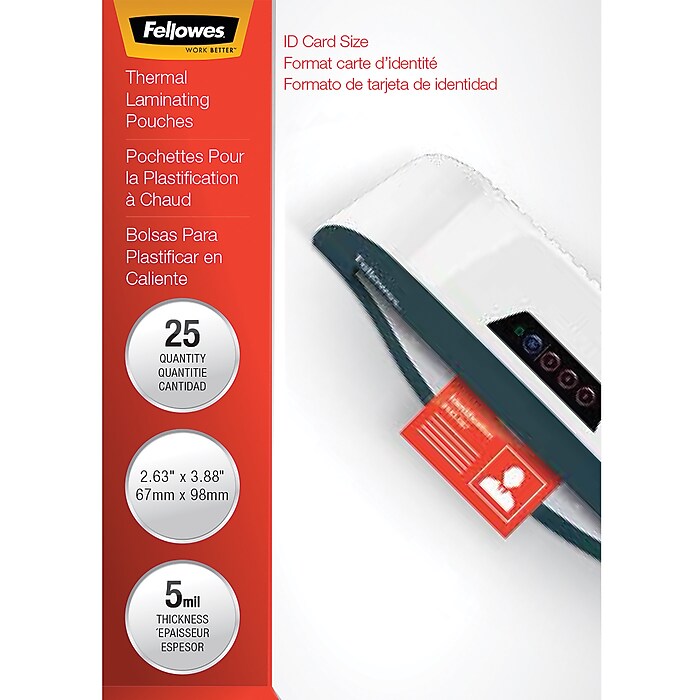 Fellowes Thermal Laminating Pouches, ID Tag, 5 Mil, 25/Pack (52007