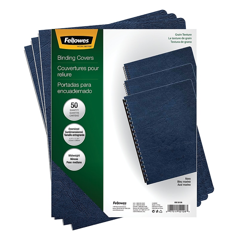 Fellows Binding Covers, 11-1/4" x 8-3/4", Classic Navy, 200/Pack (52136) image 1