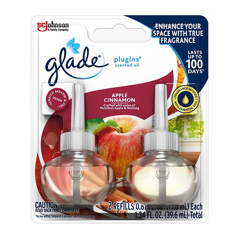 Glade Plugins Scented Oil, Apple Cinnamon, 2/Pack (315104) image 1