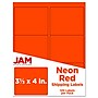 JAM Paper Shipping Labels, 3 1/3" x 4", Neon Red, 6 Labels/Sheet, 20 Sheets/Pack (354328040)~#|#~sp89166451_sc7