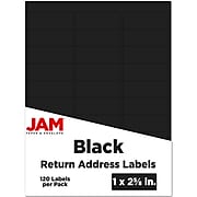 JAM Paper Laser/Inkjet Mailing Address Labels, 1" x 2 5/8", Black, 30 Labels/Sheet, 4 Sheets/Pack (302228592)