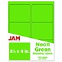 JAM Paper Shipping Labels, 3 1/3" x 4", Neon Green, 6 Labels/Sheet, 20 Sheets/Pack (354328037)~#|#~sp89166512_sc7