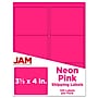JAM Paper Shipping Labels, 3 1/3" x 4", Neon Pink, 6 Labels/Sheet, 20 Sheets/Pack (354328046)~#|#~sp89166516_sc7