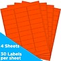 JAM Paper Laser/Inkjet Address Labels, 1" x 2 5/8", Neon Red, 30 Labels/Sheet, 4 Sheets/Pack (354328230)~#|#~sp89166594_sc7