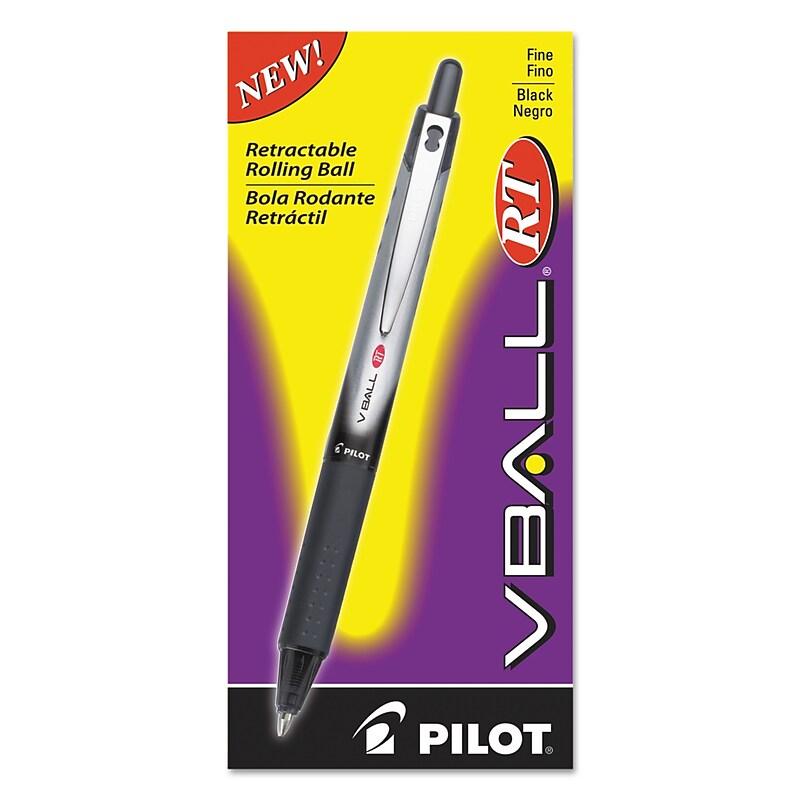 Pilot VBall RT Retractable Rollerball Pens, Fine Point, Black Ink, Dozen (26206) image 1