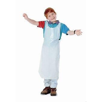 Baumgartens Plastic Disposable Youth Apron, White, Pack of 100 (BAUM64620)