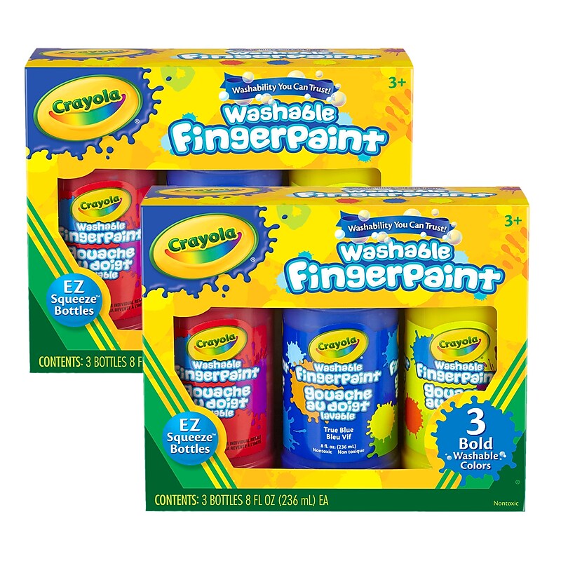 Crayola Washable Fingerpaint, Bold Colors, 8 oz., 3 Per Pack, 2 Packs (BIN551310-2) image 1
