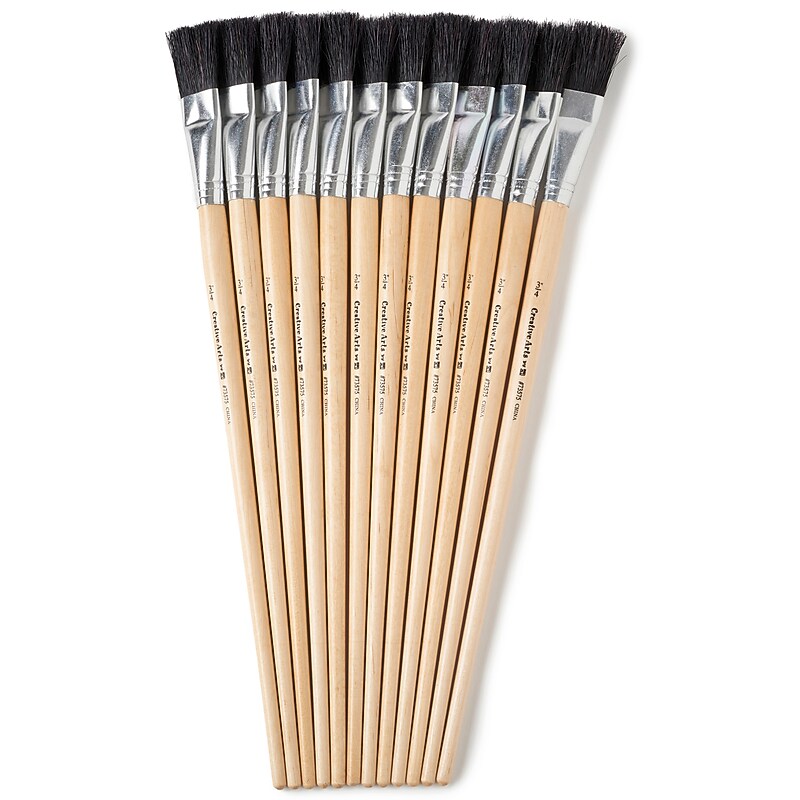 Charles Leonard Long Handle Easel Brush, Size 18, Natural Bristle, Flat, 12 Per Pack, 2 Packs (CHL73575-2) image 1
