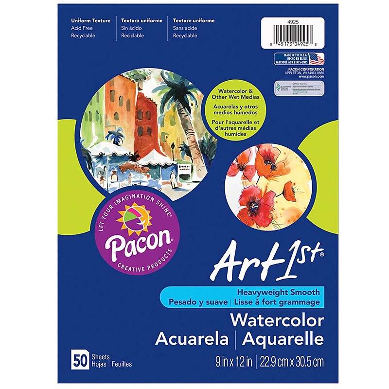 Pacon Art1st Watercolor Paper, 12" x 18", White (PAC4927) image 1