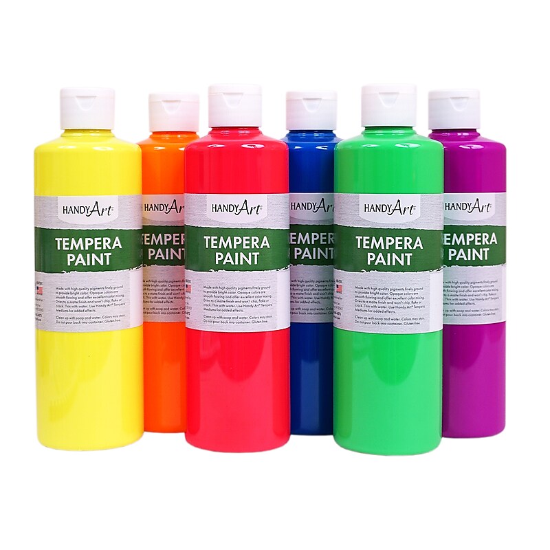 Handy Art Tempera Paint, Pint, Fluorescent 6-Color Set (RPC882060) image 1
