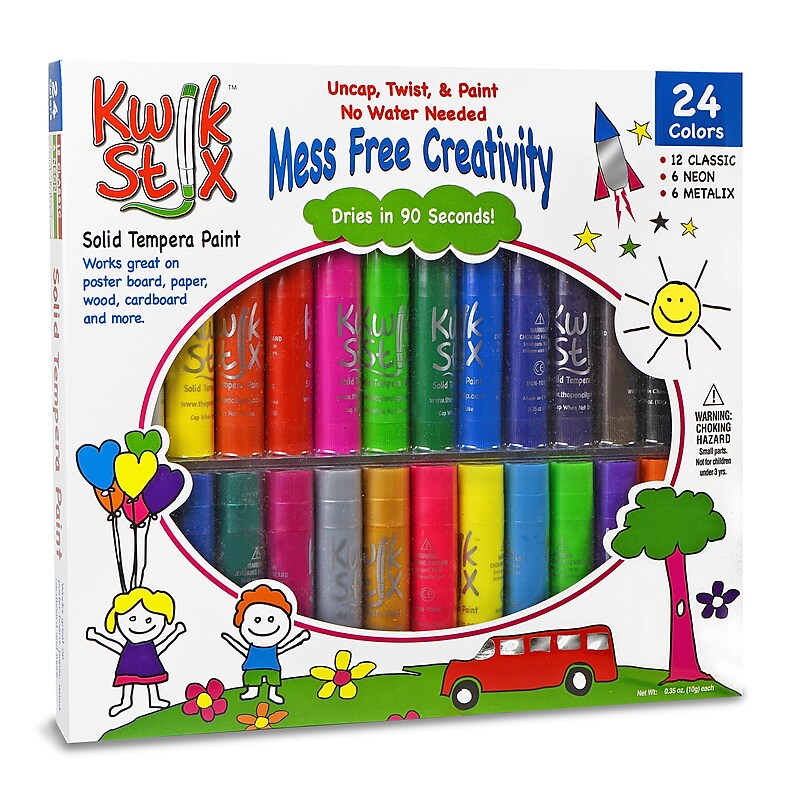 Kwik Stix Solid Tempera Paint Stick, 24 Assorted Colors (TPG604) image 1