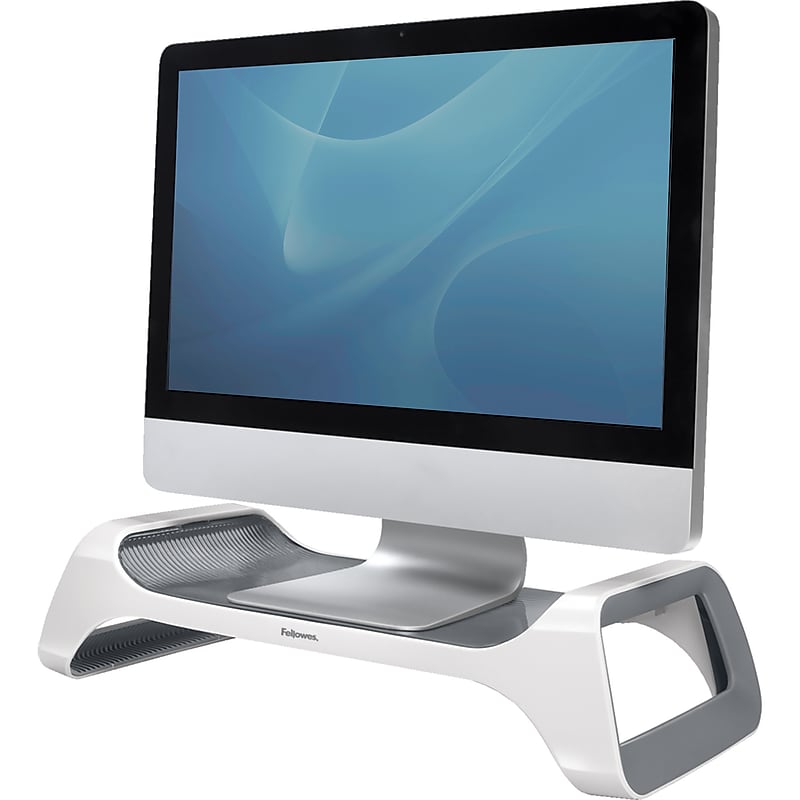 Fellowes I-Spire Series Monitor Stand, Up to 21", White/Gray (9311101) image 1