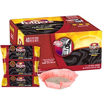 Folgers Black Silk Filter Packs Coffee, Dark Roast, 40/Carton (SMU00016)