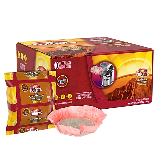 Folgers® 100% Colombian Roast Coffee Filter Packs, 1.4 oz., 40/Bx at