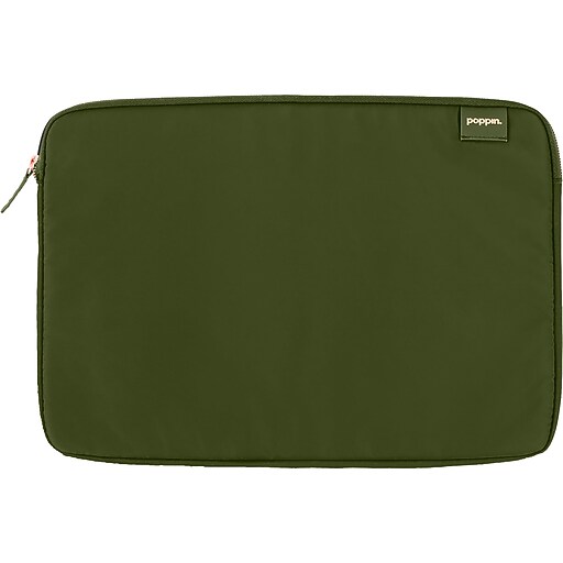Poppin Travel Happy Nylon Laptop Sleeve for 15" Laptops, Olive/Sun