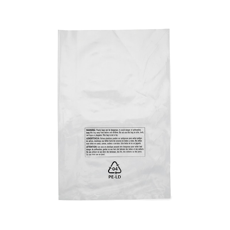 9" x 12" Suffocation Warning Layflat Poly Bags, 2 Mil, Clear, 1000/Carton (PBM09122) image 1