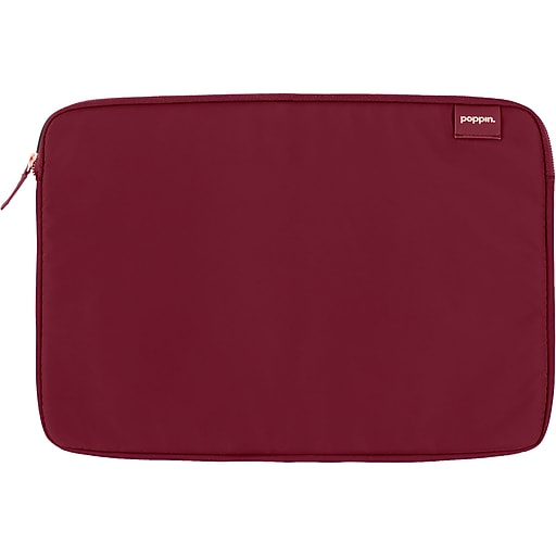 Poppin Travel Happy Nylon Laptop Sleeve for 15" Laptops, Wine/Blush
