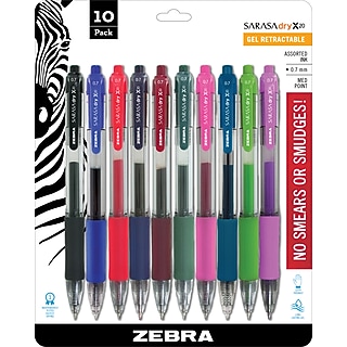 Zebra Sarasa Dry X20 Retractable Gel Pen, Medium Point, 0.7mm