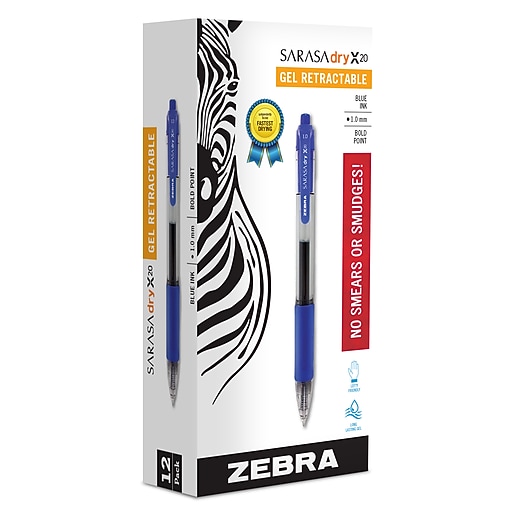 sara品です Zebra Sarasa Dry X20 Retractable Gel Pen, Bold Point, 1.0mm, Blue