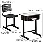Flash Furniture Nila 24"W Rectangular Adjustable Standing Student Desk and Chair, Black/Gray (YUYCX04609010)~#|#~sp89547840_sc7